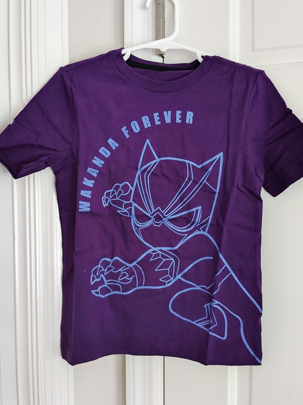 Marvel Purple Kids T-Shirt with Light Blue Black Panther Graphic